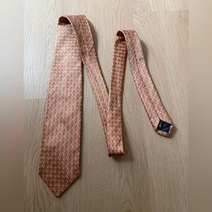 Ermenegildo Zegna Silk Neck Tie Italy Orange Geometric